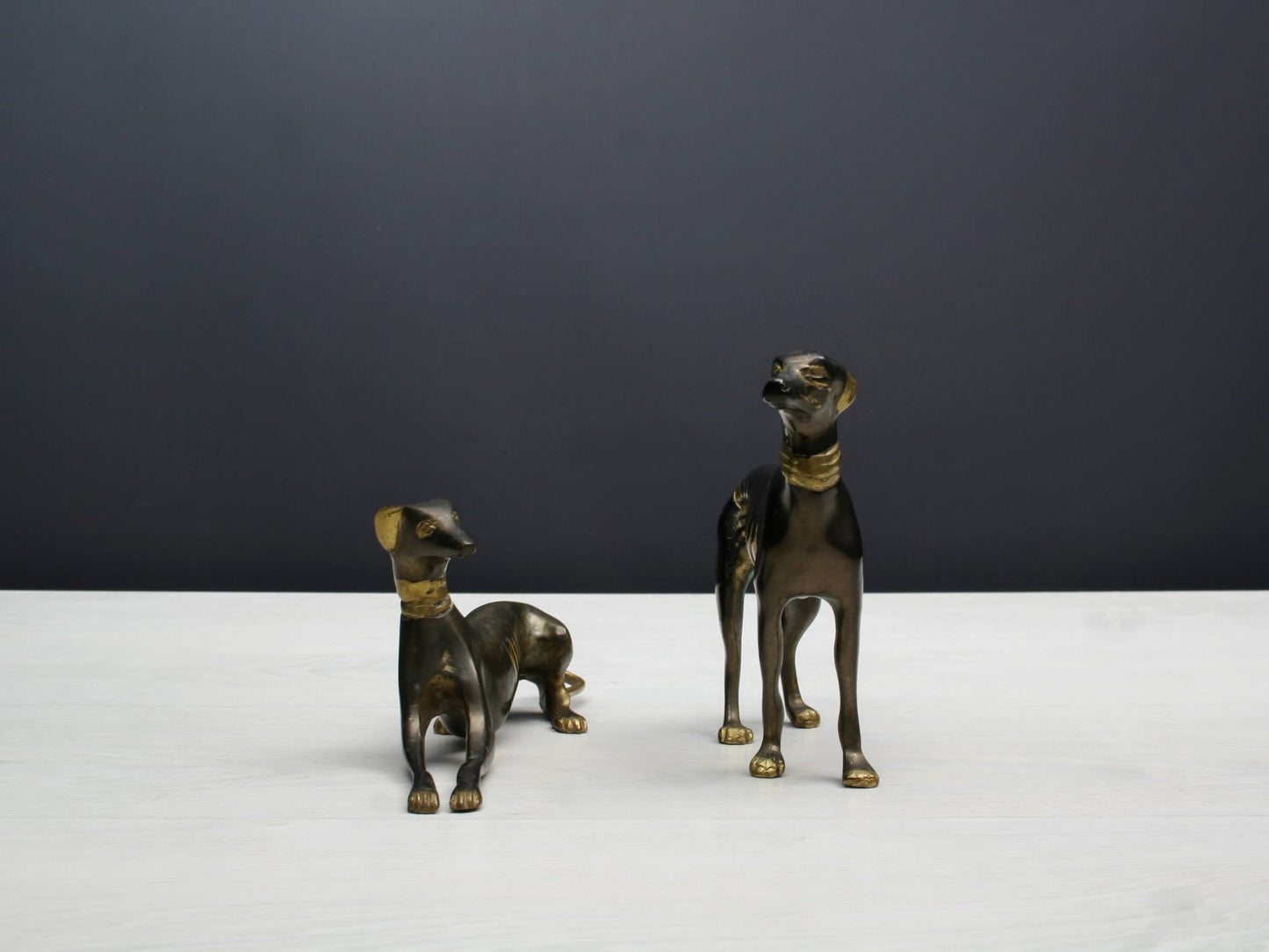 Vintage Brass Dog Figurines- Vintage Decor | Gift For Dog Lovers| Brass Dog Statues- Collectibles