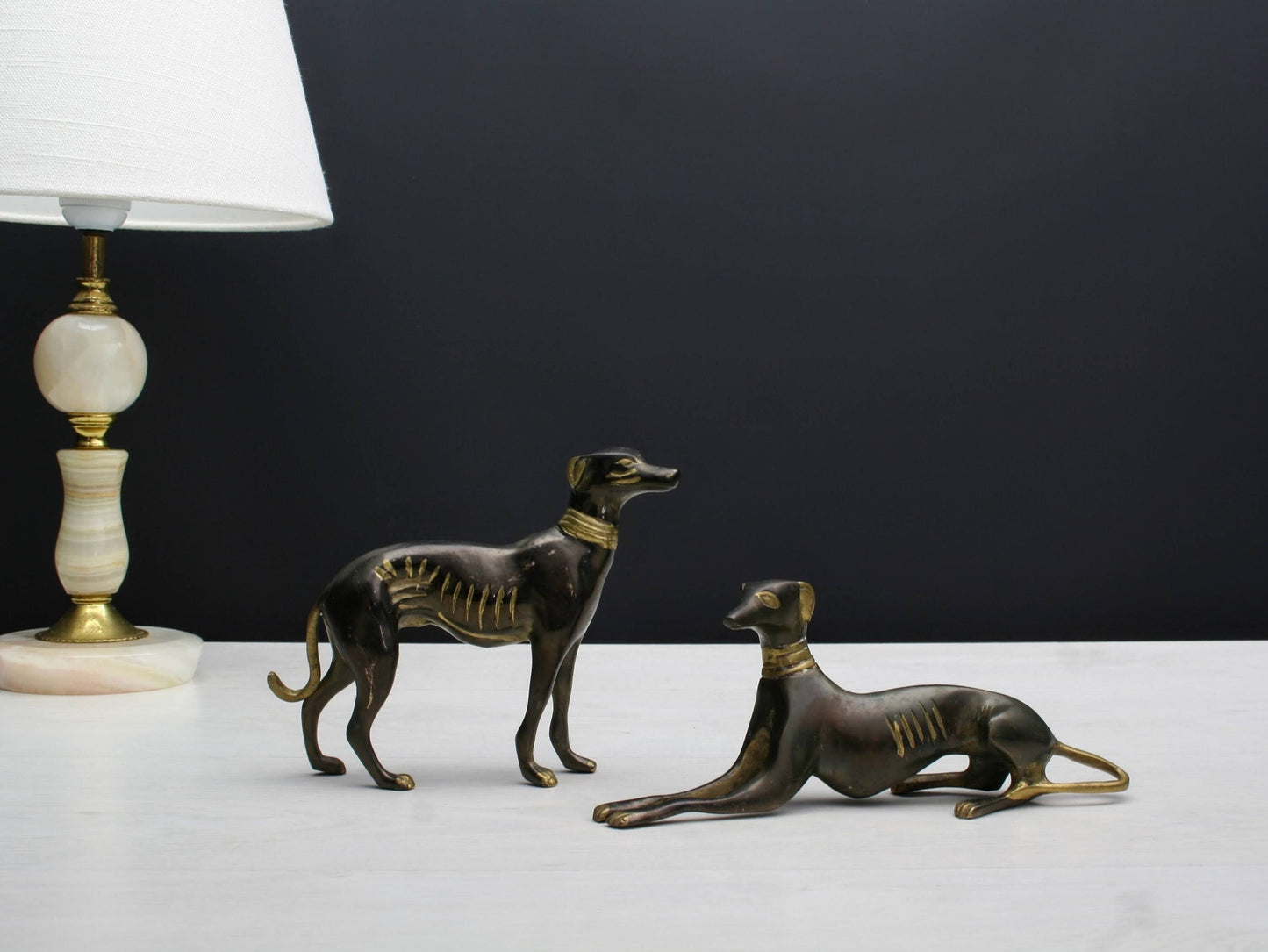 Vintage Brass Dog Figurines- Vintage Decor | Gift For Dog Lovers| Brass Dog Statues- Collectibles