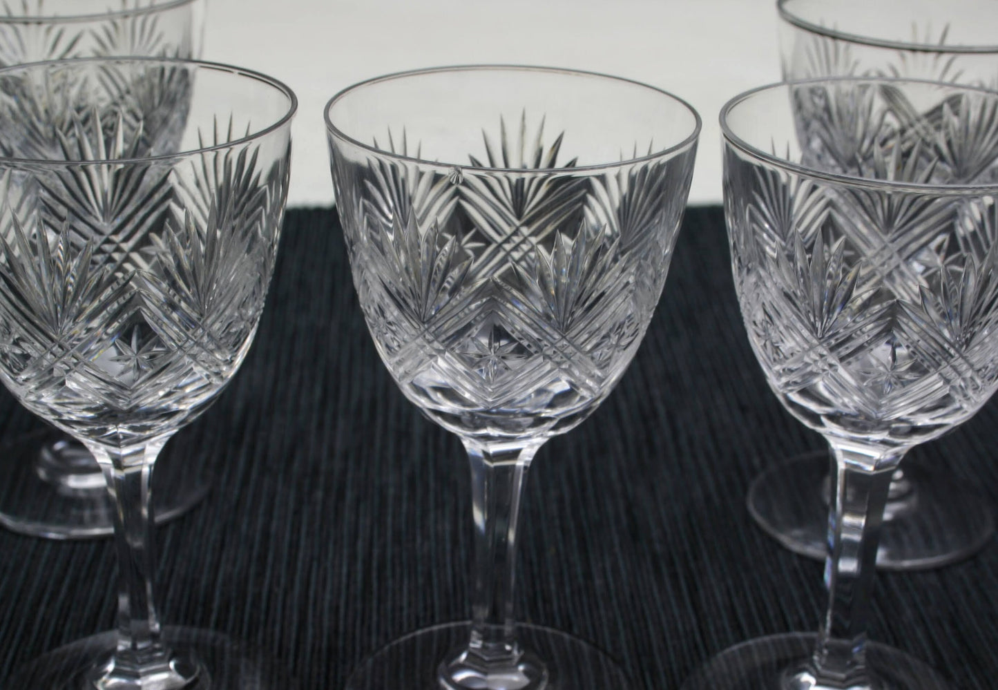 Set of 7 Cut Crystal Glasses , Napoleon 3 | Antique Liquor Glasses-Whiskey Glasses | Barware Set