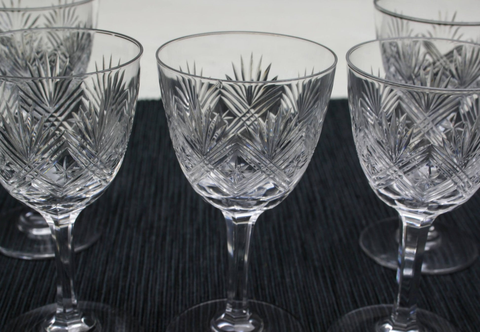 Set of 7 Cut Crystal Glasses , Napoleon 3 | Antique Liquor Glasses-Whiskey Glasses | Barware Set