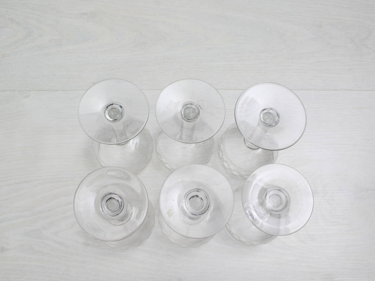 Antique Etched Shot Glass Set of 6 | Liquor Glasses- Barware Set