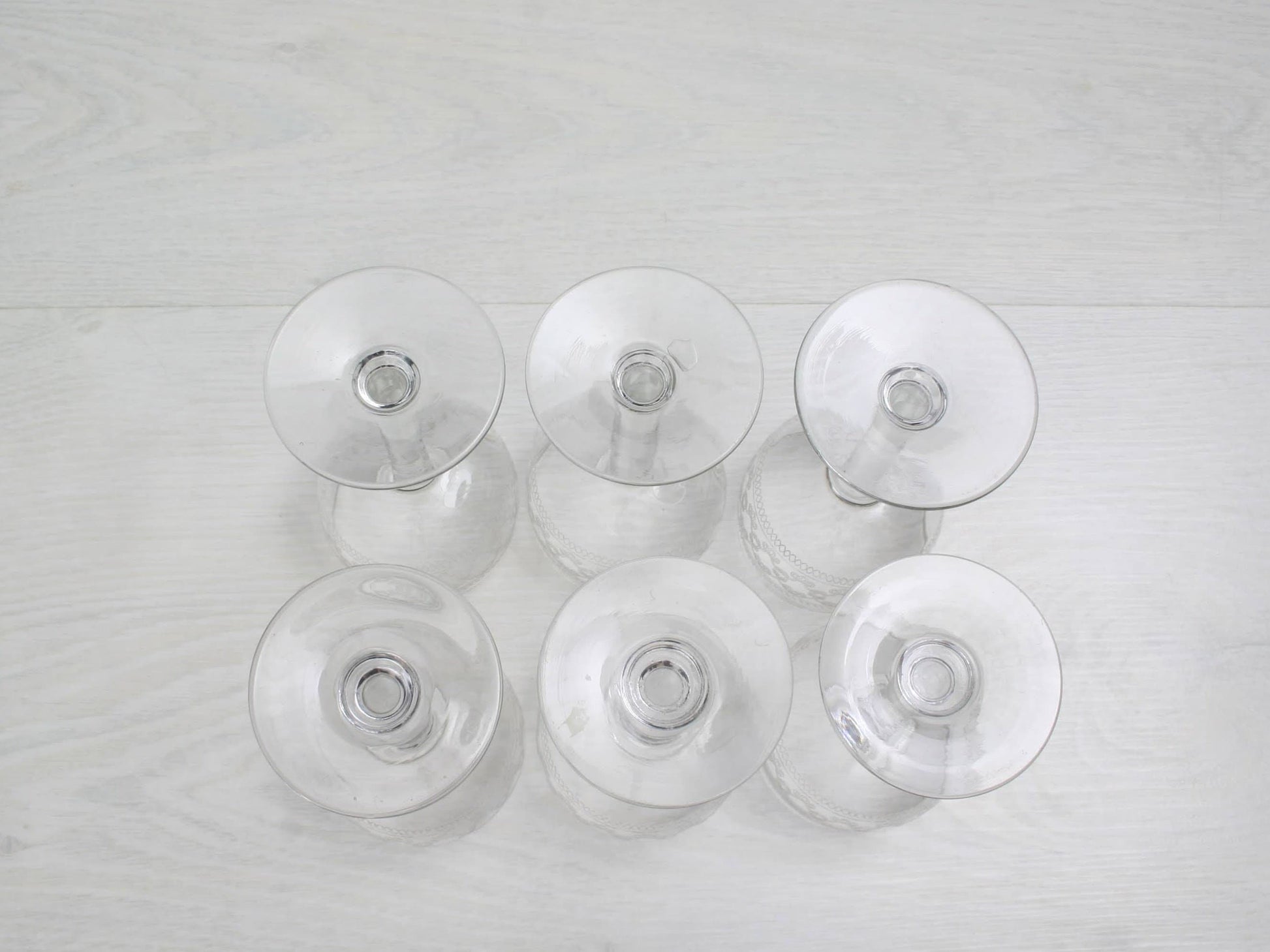 Antique Etched Shot Glass Set of 6 | Liquor Glasses- Barware Set