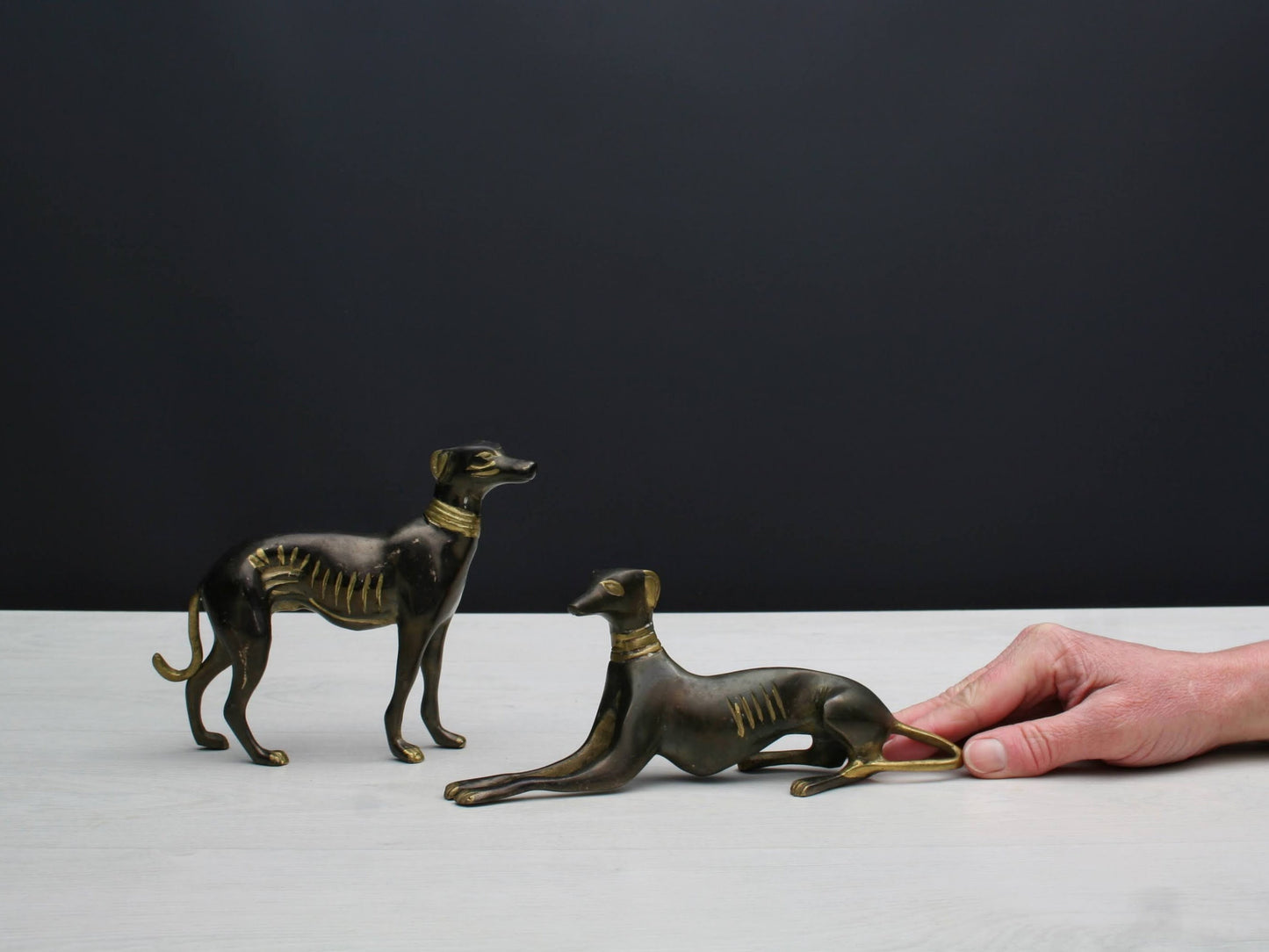 Vintage Brass Dog Figurines- Vintage Decor | Gift For Dog Lovers| Brass Dog Statues- Collectibles