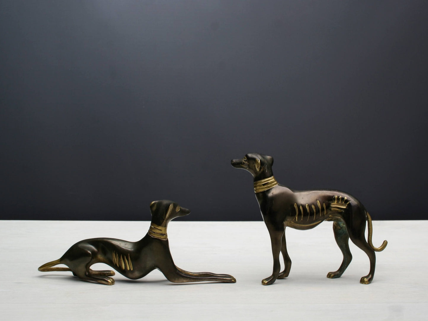 Vintage Brass Dog Figurines- Vintage Decor | Gift For Dog Lovers| Brass Dog Statues- Collectibles