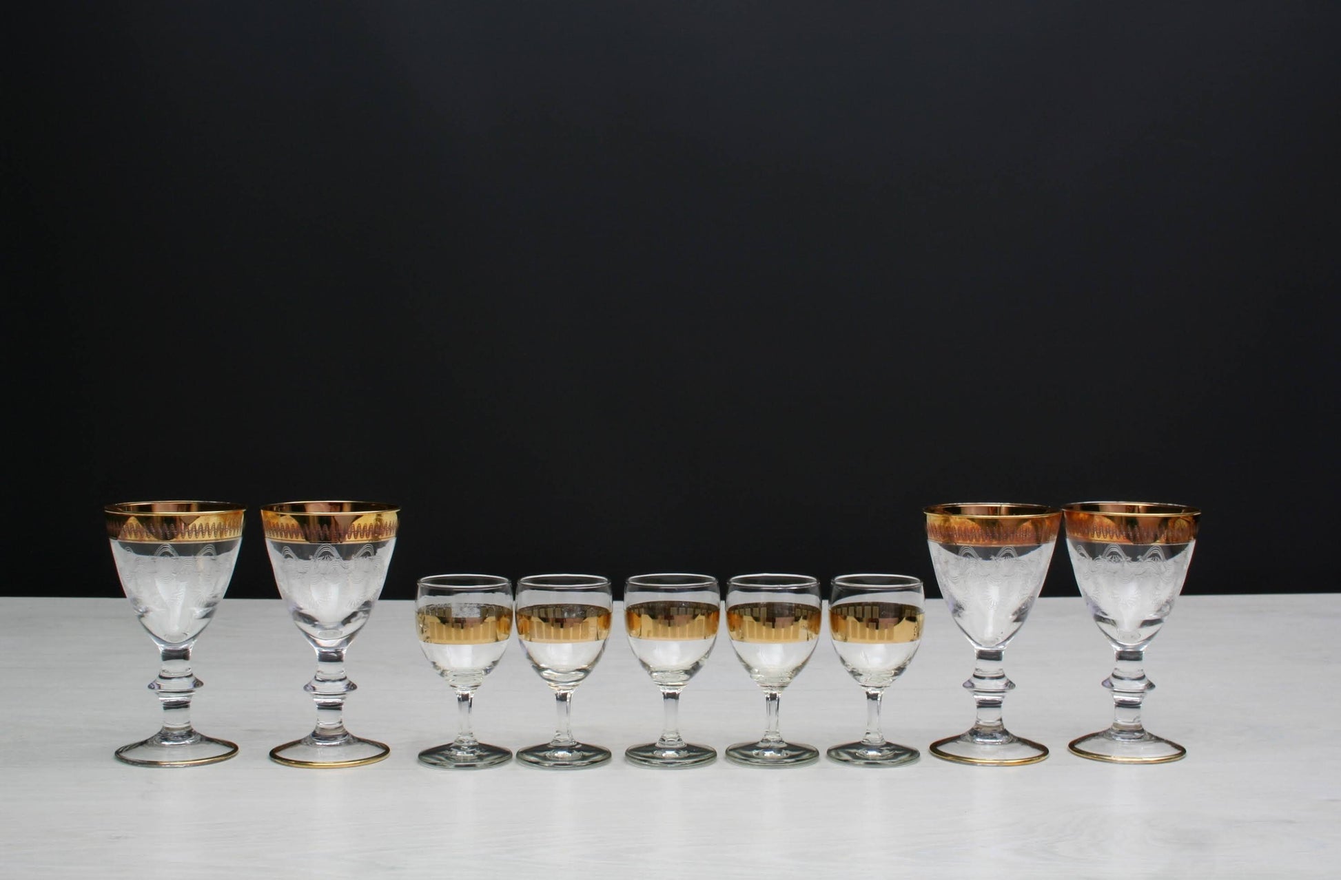 Unique Barware Set from Europe  | 4 Liquor Glasses  &  5 Shot Glasses