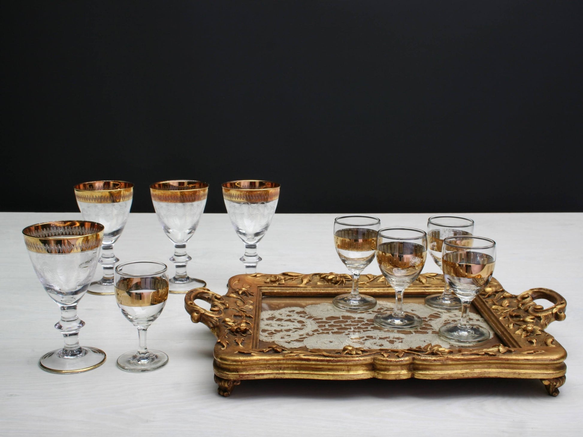 Unique Barware Set from Europe  | 4 Liquor Glasses  &  5 Shot Glasses