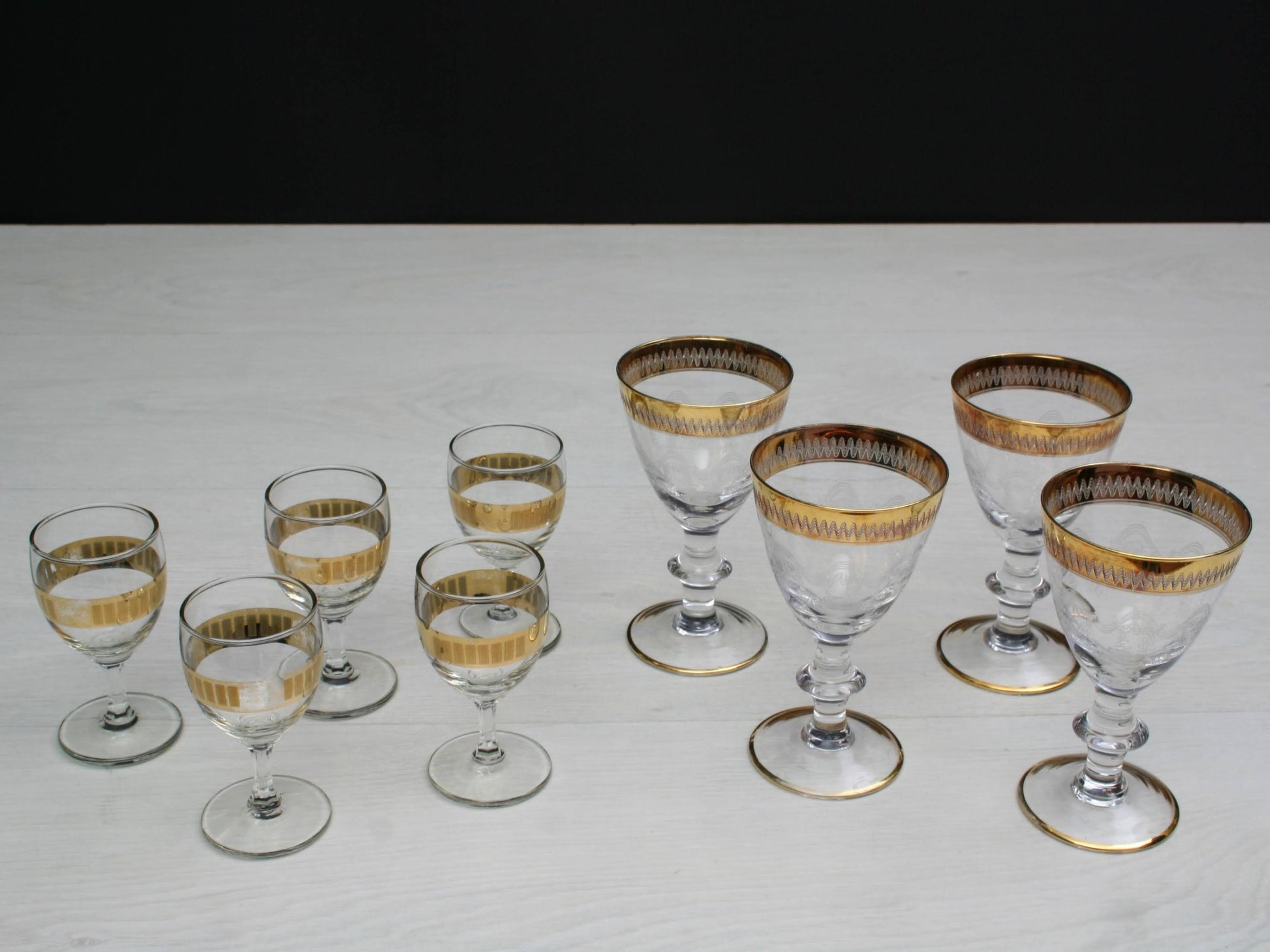 Unique Barware Set from Europe  | 4 Liquor Glasses  &  5 Shot Glasses