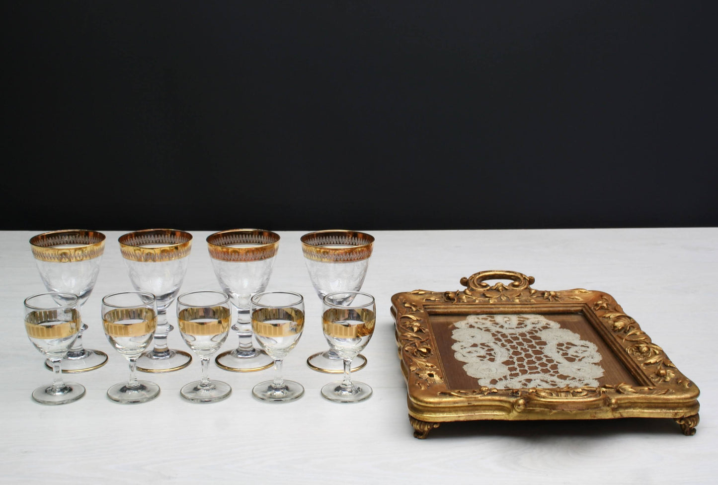 Unique Barware Set from Europe  | 4 Liquor Glasses  &  5 Shot Glasses