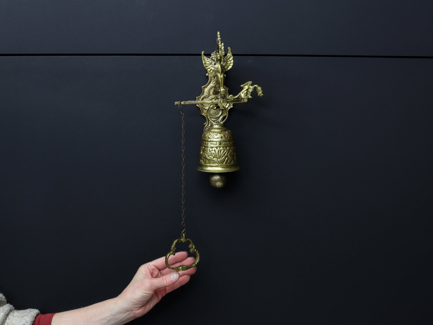 Wall Mounted Bell | Modern Farmhouse Decor, Dinner Bell | Brass Bell , Country Home Decor