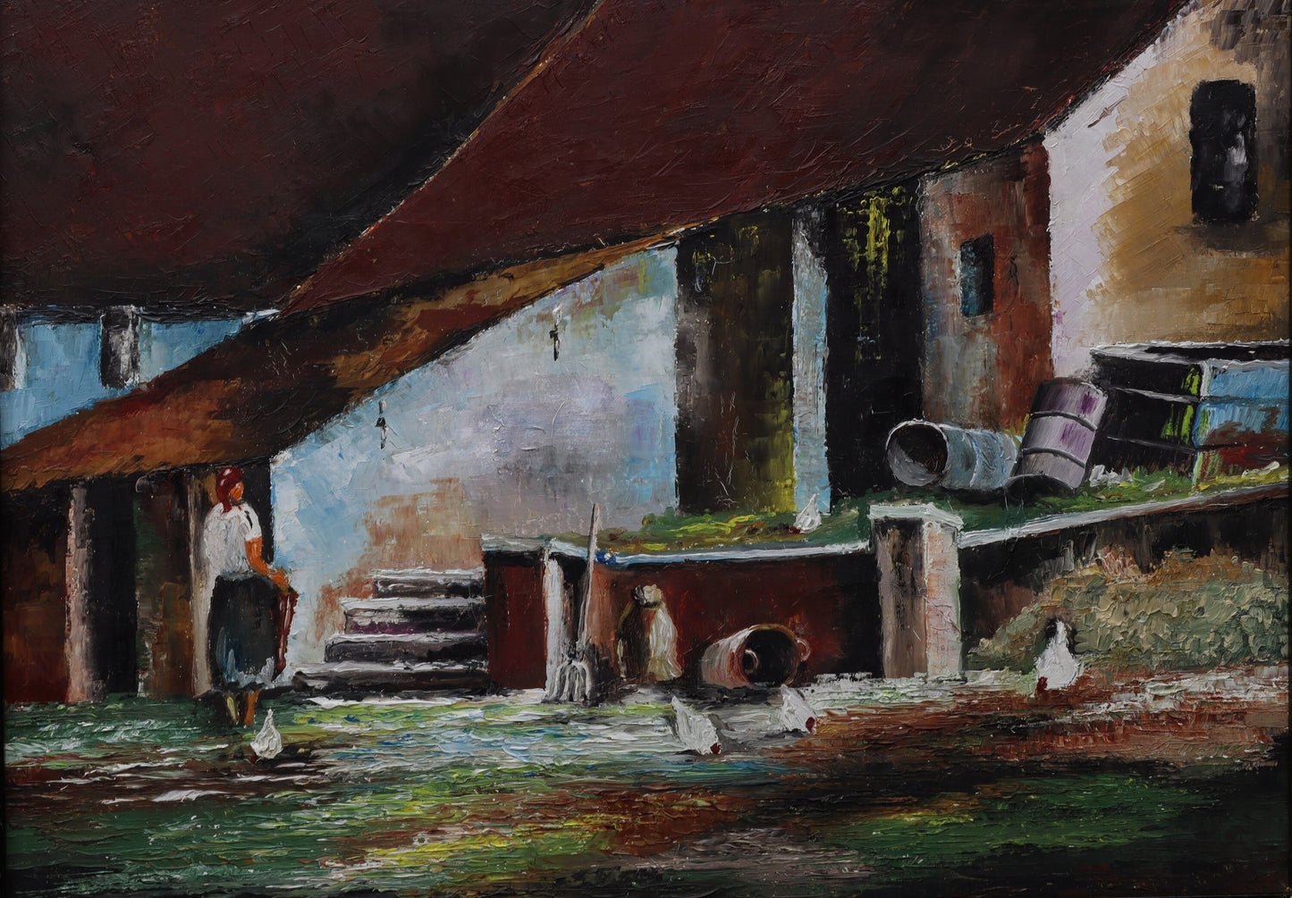 European Art, Farmhouse Painting-Vintage Home Decor | Farmhouse Decor, Textured Painting