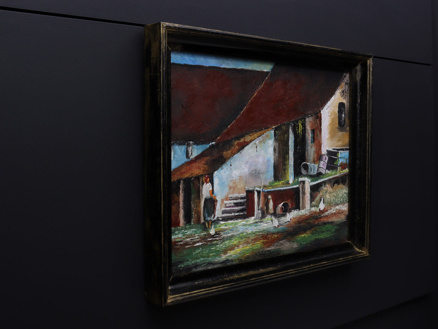 European Art, Farmhouse Painting-Vintage Home Decor | Farmhouse Decor, Textured Painting