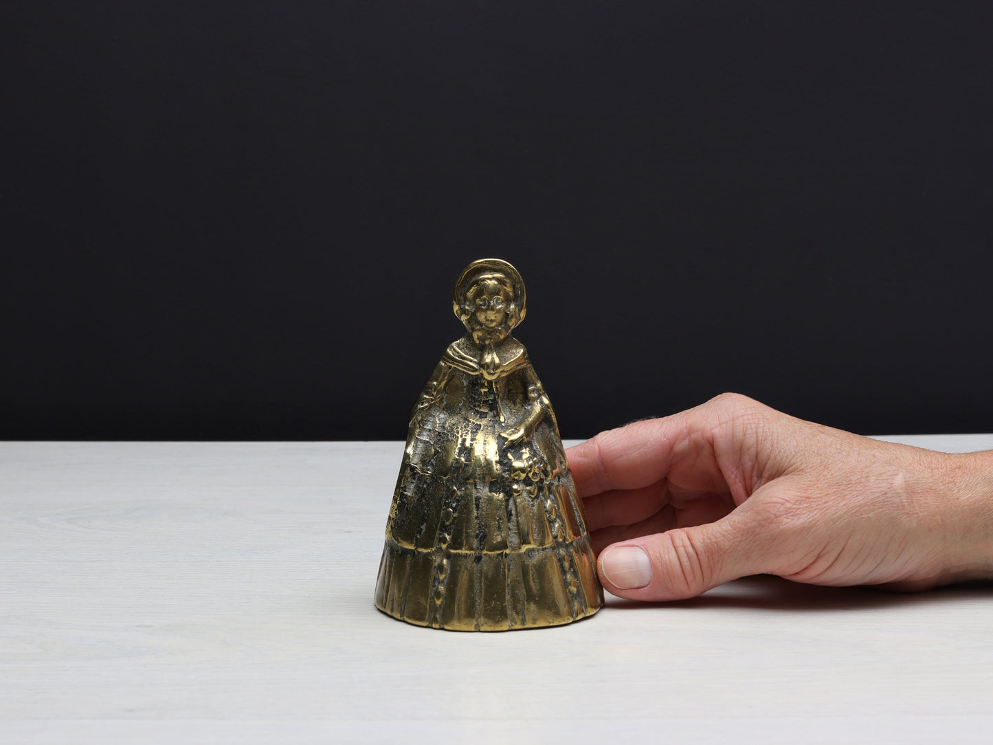 Antique Brass Hand Bell - Vintage Dinner Bell, Desk Ornament, or Paperweight - French Treasure