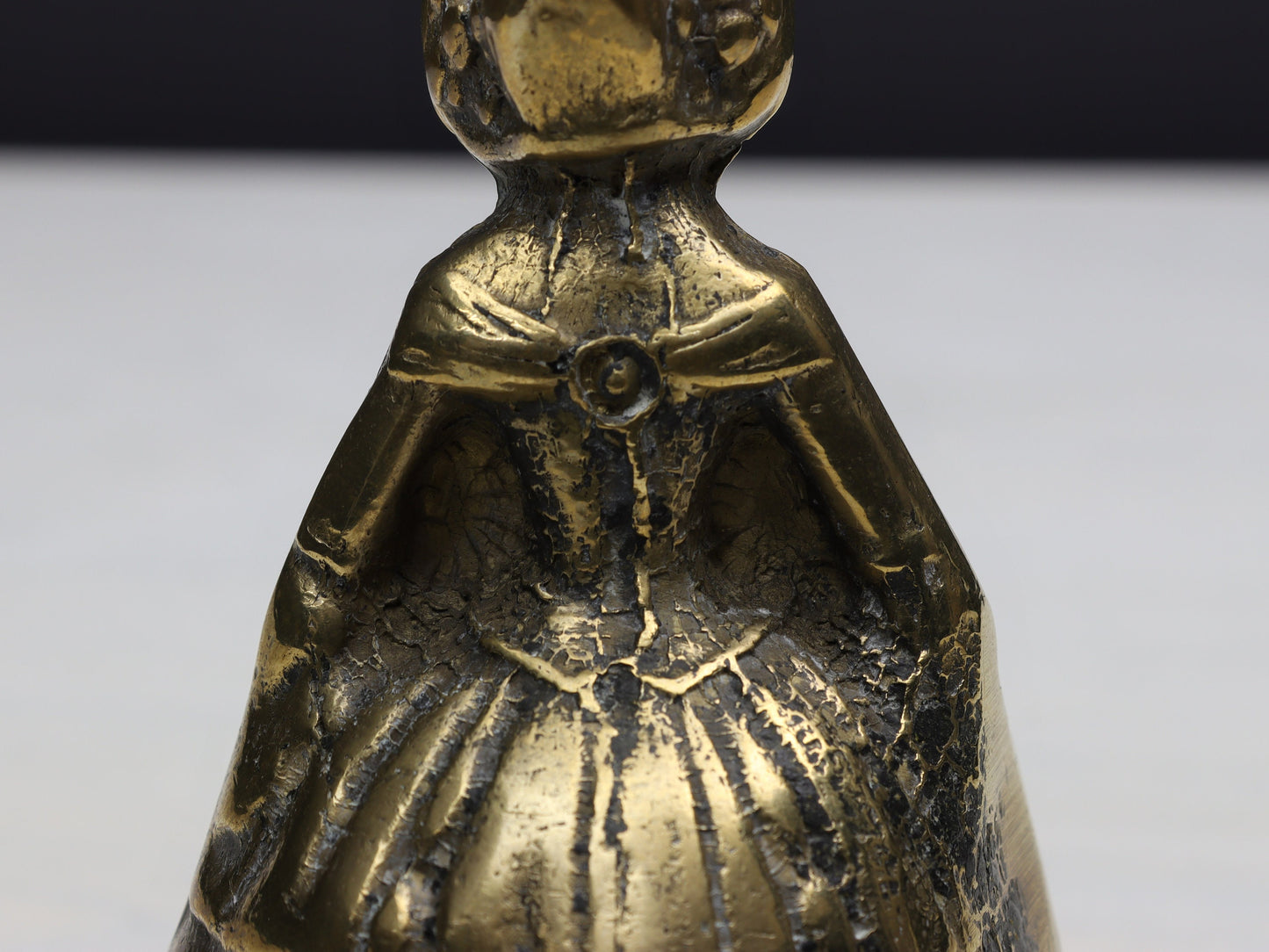 Antique Brass Hand Bell - Vintage Dinner Bell, Desk Ornament, or Paperweight - French Treasure