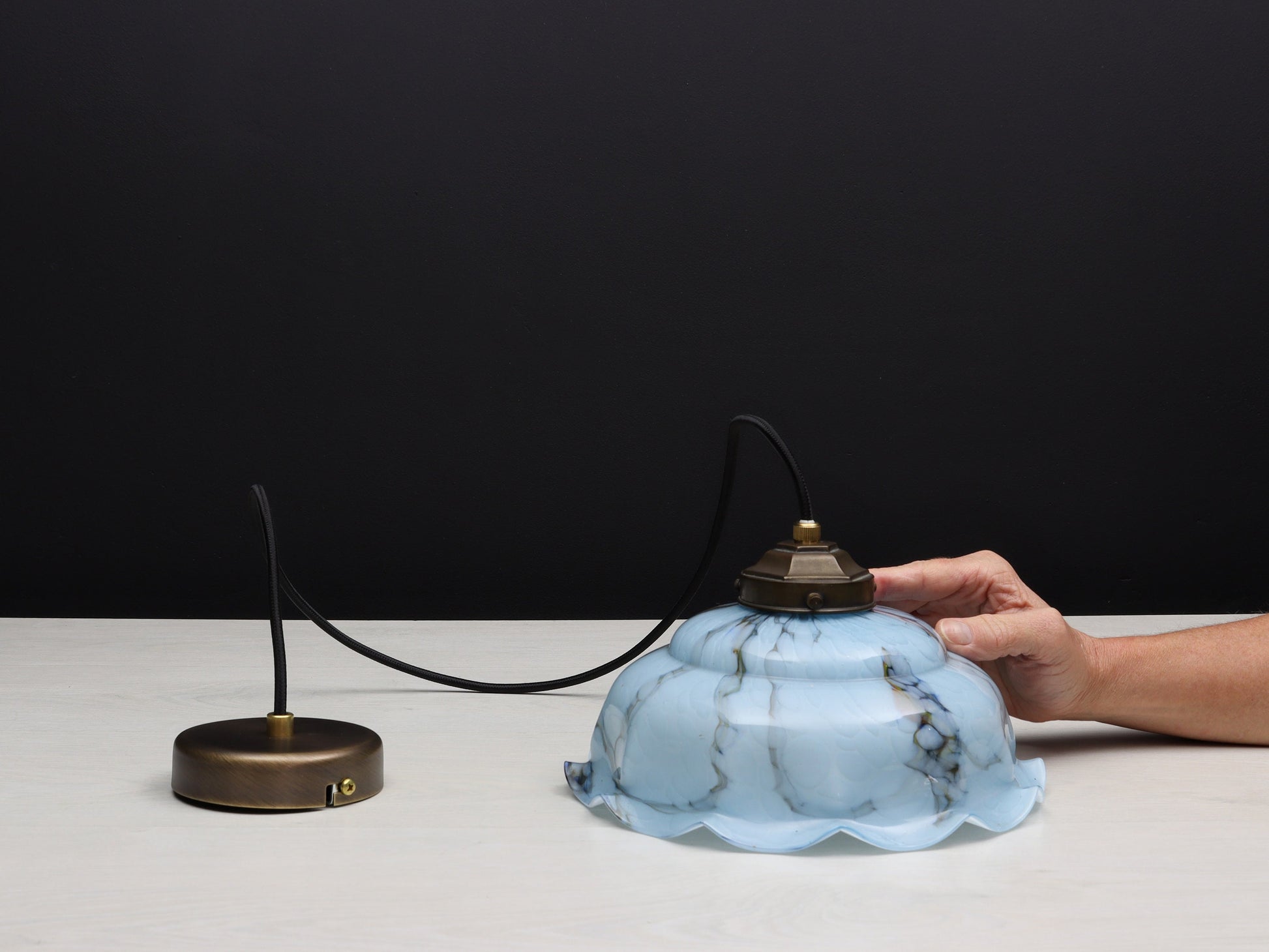 Elegant Pendant Light from an Antique Glass Shade | Antique Lighting Fixtures-Free Shipping