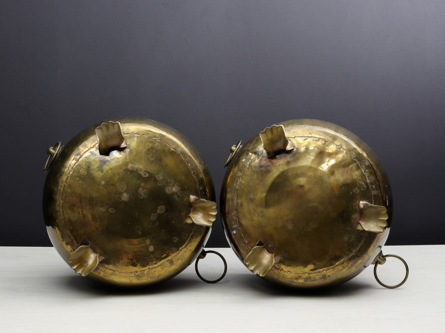 Vintage Brass Kettles: Unique Plant Holders for Entryway, Fireplace, or Hallway Decor