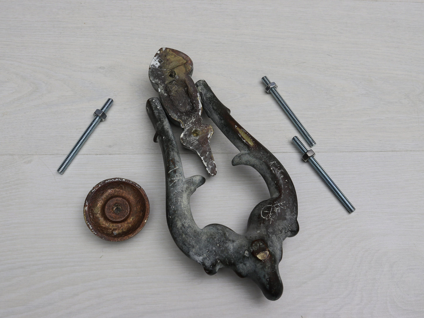Antique Brass Door Knocker Ram Head Design with original strike plate | Front Door Knocker -Unique Gift Ideas