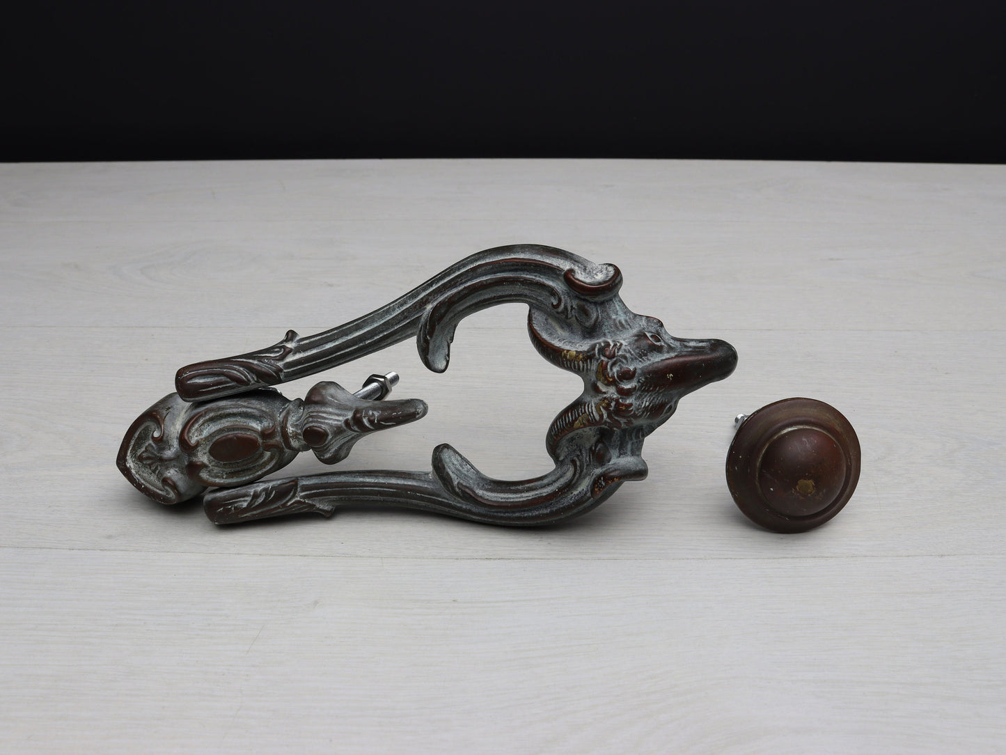 Antique Brass Door Knocker Ram Head Design with original strike plate | Front Door Knocker -Unique Gift Ideas