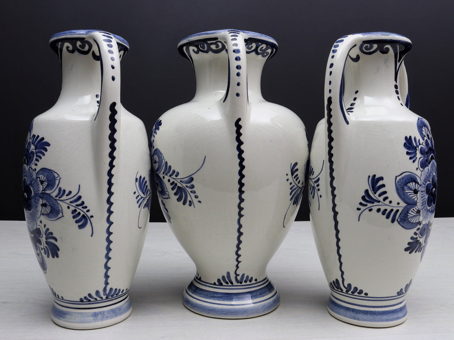 Delft Blue and White Vase Set | Delft Pottery, Decorative Vases | Vintage Home Decor
