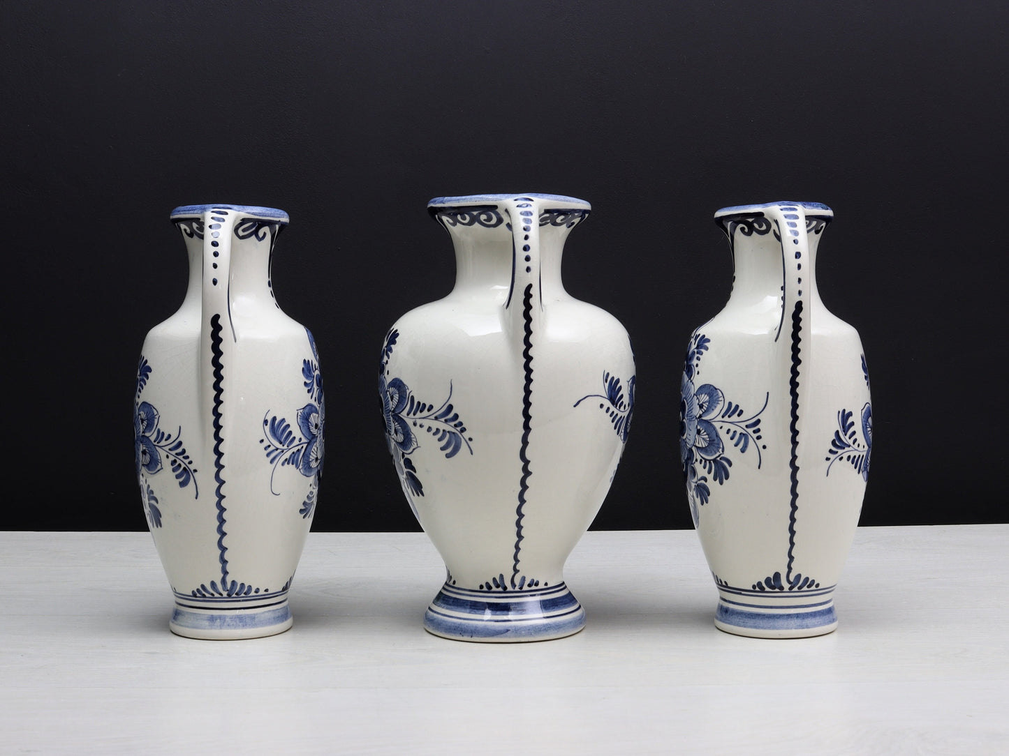 Delft Blue and White Vase Set | Delft Pottery, Decorative Vases | Vintage Home Decor