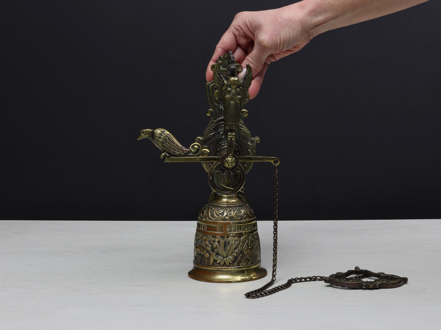 Brass Hanging Bell-Farmhouse Decor | Brass Wall Mounted Bell | Vintage Home Decor