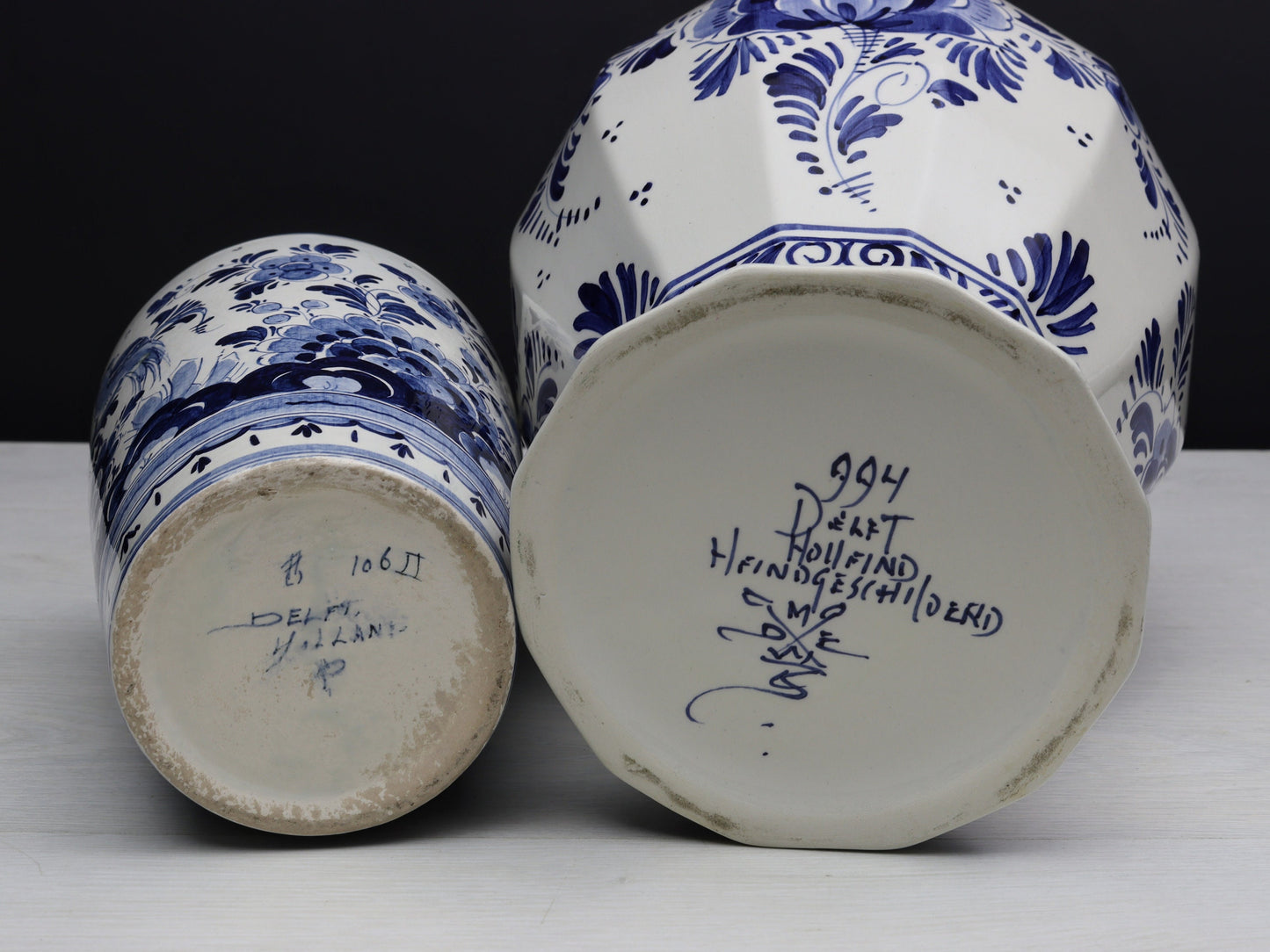 Blue and White Vase Set-Delft Pottery | Delft Blue Ginger Jar-Unique Urn | Decorative Vase-Vintage Home Decor