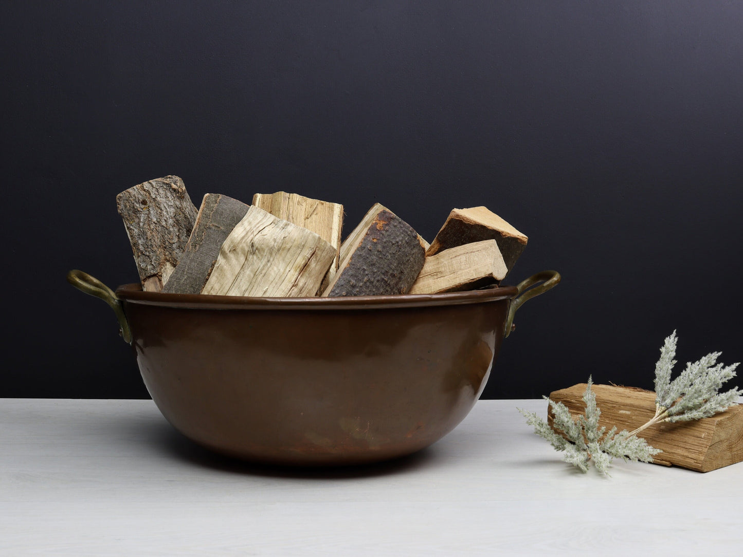 Antique Copper Pot | Farmhouse Decor |Copper Kettle | Firewood Holder- Vintage Home Decor