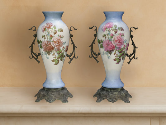 Ceramic Vase-Blue and White Vase-Decorative Vase-Antique Vase-French Vase-Unique Flower Vase-French Decor-Unique Vases-Vintage Home Decor