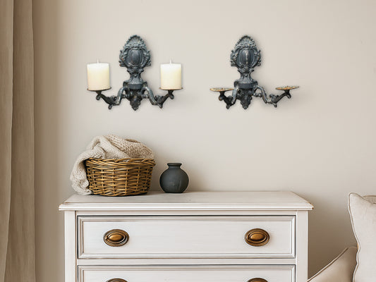 Iron Candle Wall Sconce - set of 2 | Vintage Decor Wall Candle Holders | Metal Candle Holder Deals & Unique Gifts