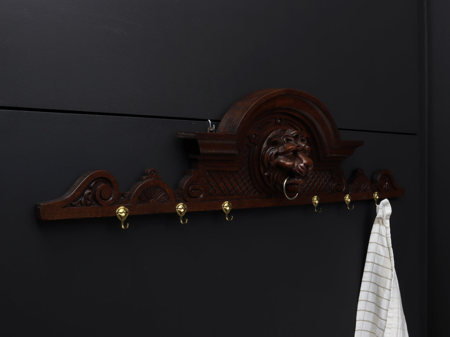 Lion Head Wood Coat Rack | Wall Mount Coat Rack | Vintage Home Decor