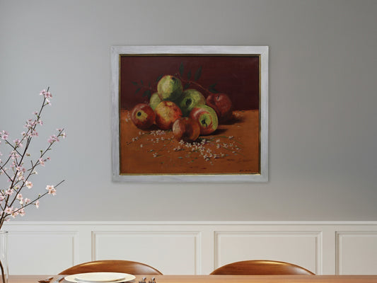 Still life painting: an original artwork apple painting adding vintage home decor charm.