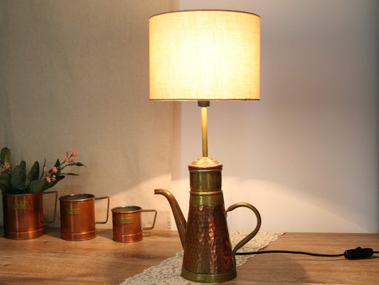 Belgium-Unique Table Lamp-Vintage Desk Lamp-Cool Desk Lamp-Vintage Coffee Pot-Unique Gift Ideas-Brass Tea Pot-Vintage Home Decor-Unique Lamp