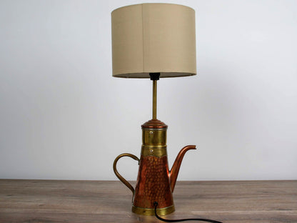 Belgium-Unique Table Lamp-Vintage Desk Lamp-Cool Desk Lamp-Vintage Coffee Pot-Unique Gift Ideas-Brass Tea Pot-Vintage Home Decor-Unique Lamp