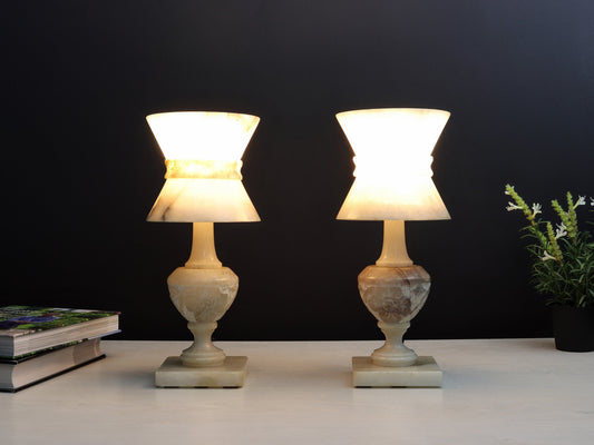 Alabaster Bedside Lamps |Vintage Table Lamps | Accent Lamps -Vintage Home Decor