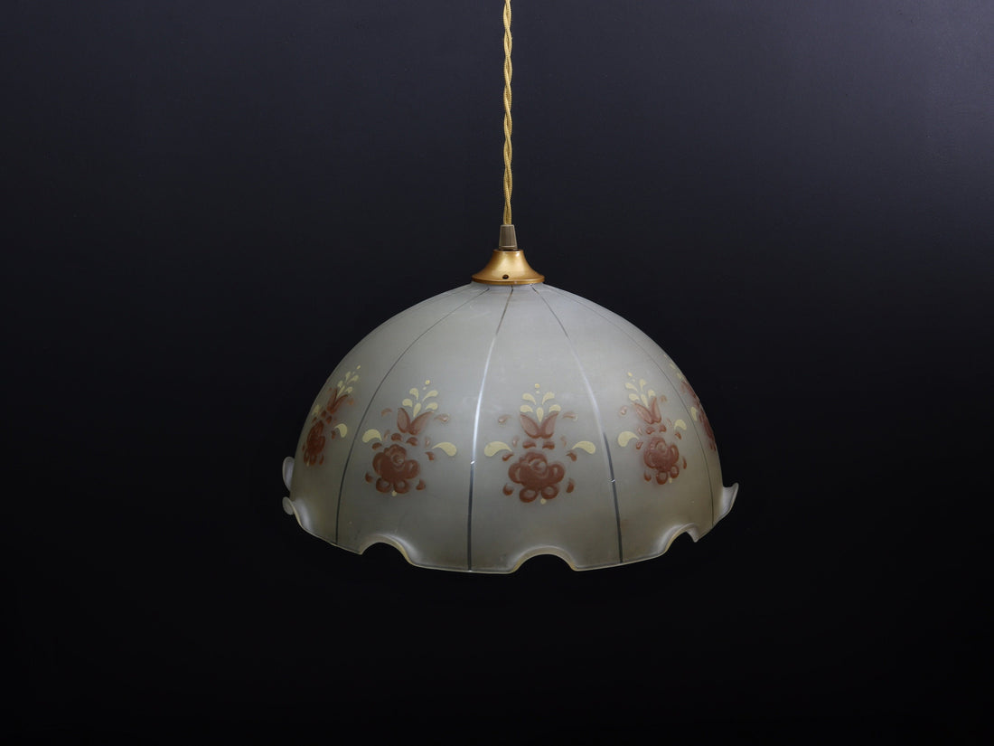 Vintage Glass Pendant Light | Vintage Lighting Fixture | Vintage Home Decor