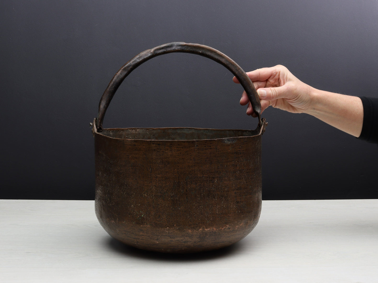 Antique Kettle-Unique Planter | Copper Cauldron-Fireplace Decor | Firewood Basket -Vintage Home Decor