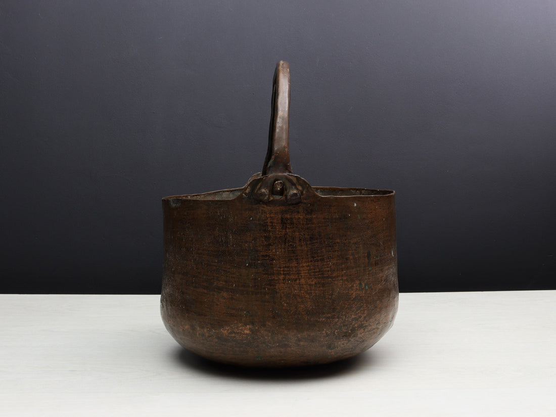 Antique Kettle-Unique Planter | Copper Cauldron-Fireplace Decor | Firewood Basket -Vintage Home Decor