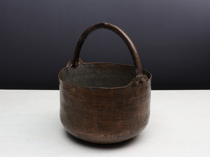 Antique Kettle-Unique Planter | Copper Cauldron-Fireplace Decor | Firewood Basket -Vintage Home Decor