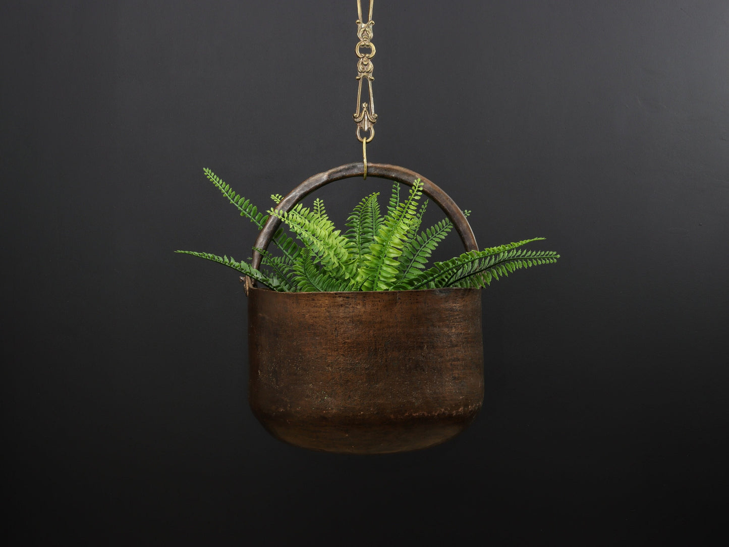 Antique Kettle-Unique Planter | Copper Cauldron-Fireplace Decor | Firewood Basket -Vintage Home Decor