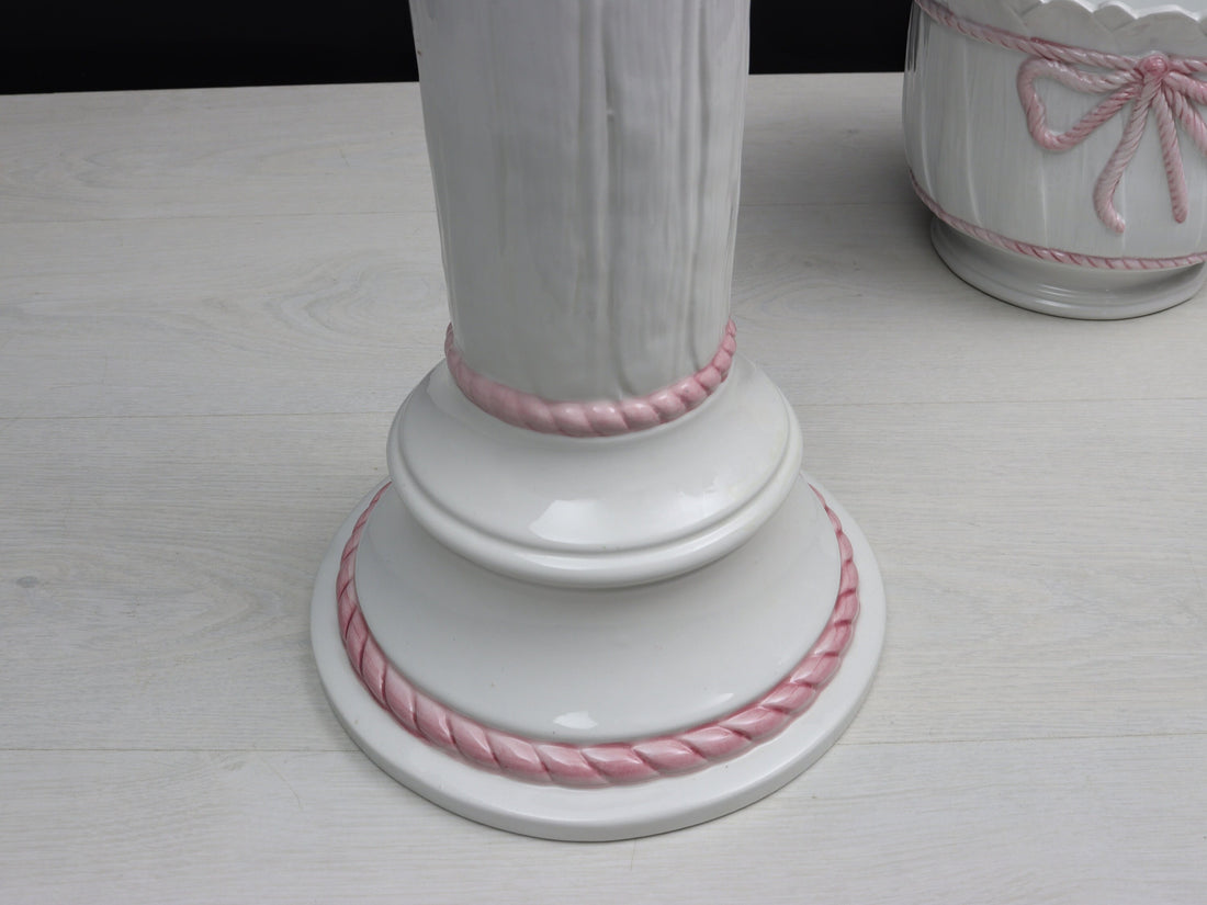 Pedestal Plant Stand with Ceramic Plant Pot | Tall Indoor Plant Stand-Vintage Home Decor