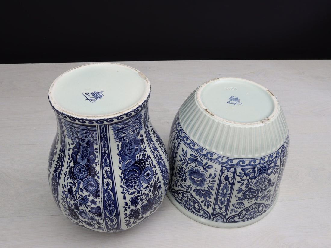 Delft Blue and White Vase & Plant Holder | Delftware Decorative Vase-Planter | Vintage Home Decor