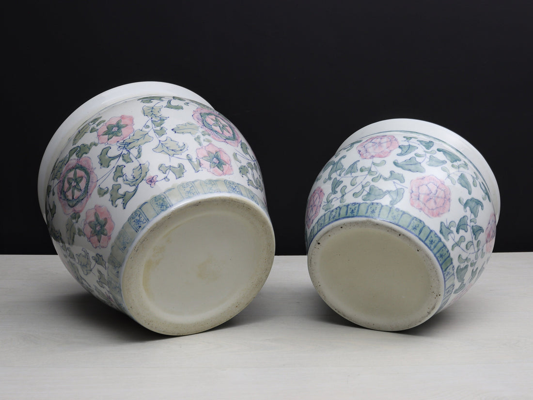 Vintage Asian Fish Bowl Planters | Decorative Planters- Asian Garden Decor | Plant Lovers Gift