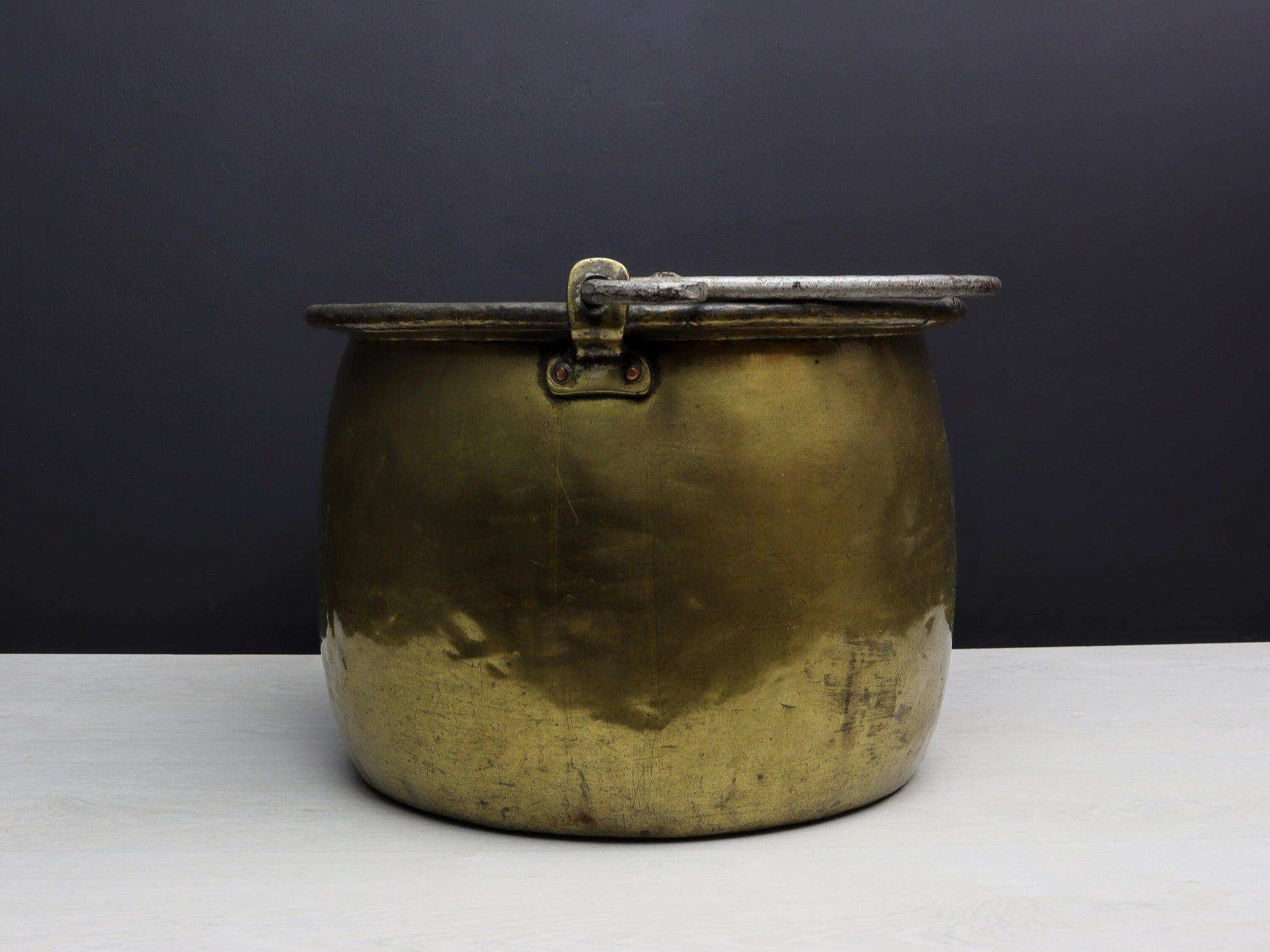 Antique Kettle-Brass Cauldron | Firewood Holder for Fireplace Decor | Log Holder-Vintage Home Decor