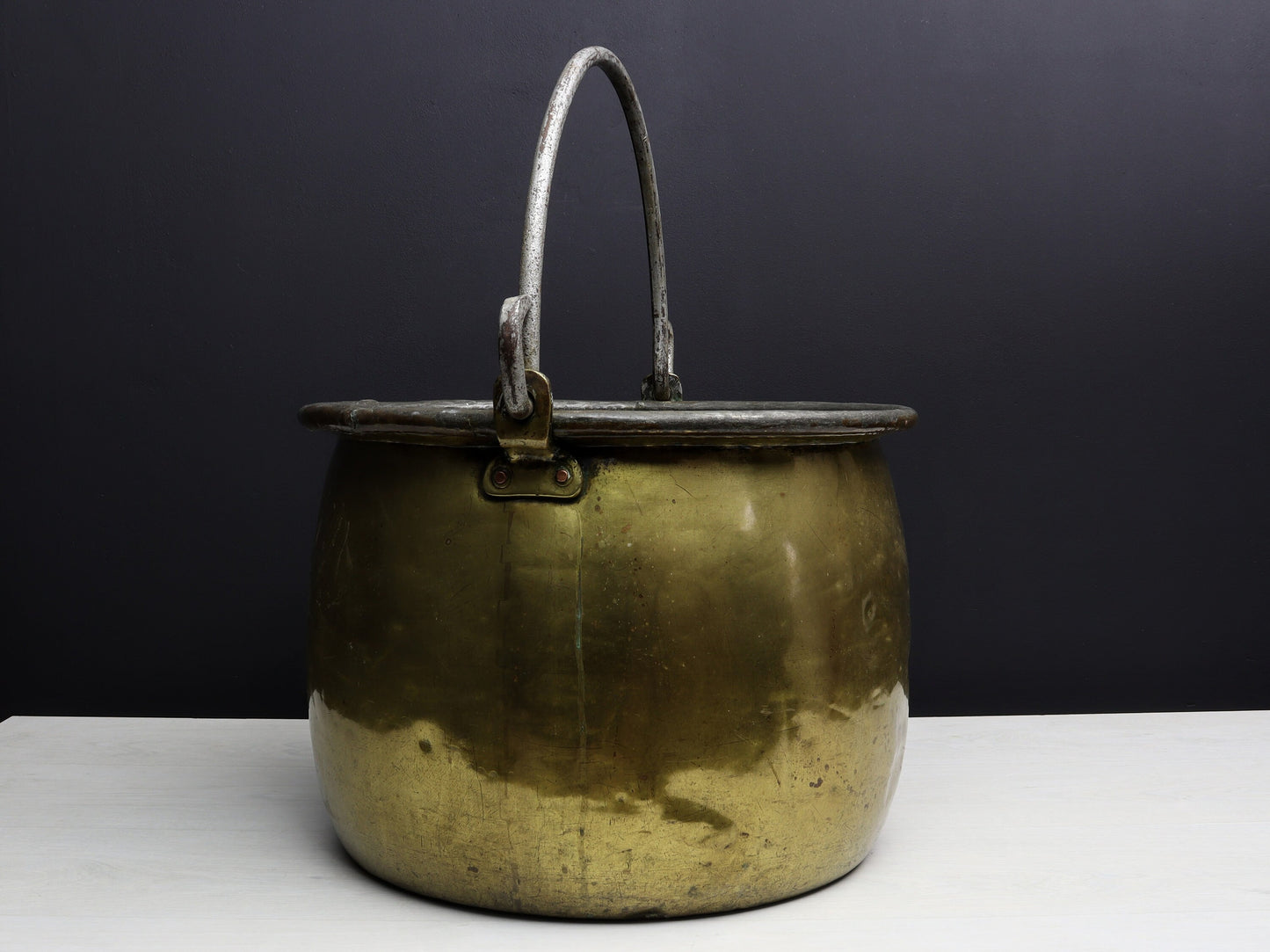 Antique Kettle-Brass Cauldron | Firewood Holder for Fireplace Decor | Log Holder-Vintage Home Decor