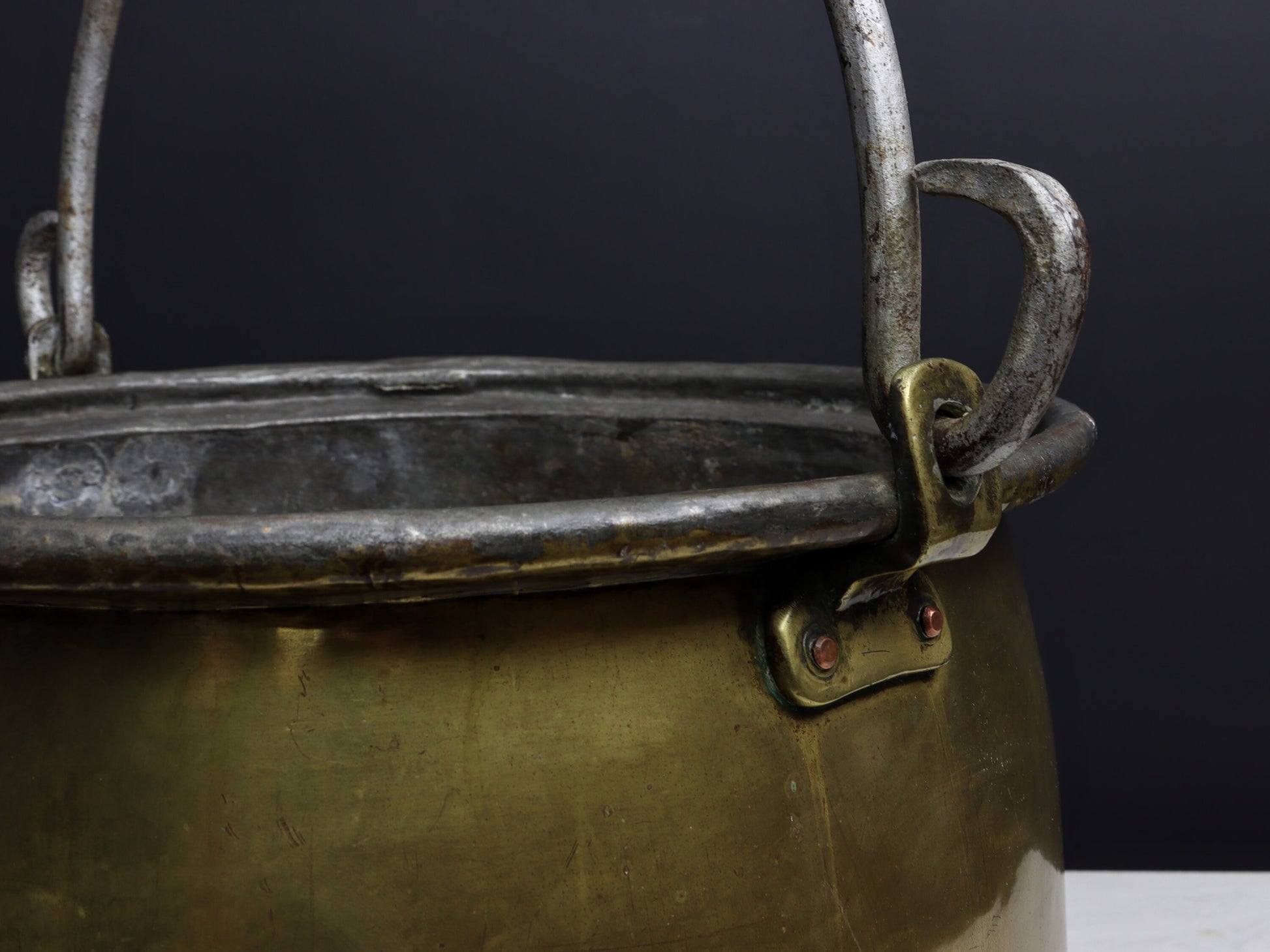 Antique Kettle-Brass Cauldron | Firewood Holder for Fireplace Decor | Log Holder-Vintage Home Decor