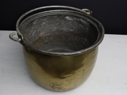 Antique Kettle-Brass Cauldron | Firewood Holder for Fireplace Decor | Log Holder-Vintage Home Decor