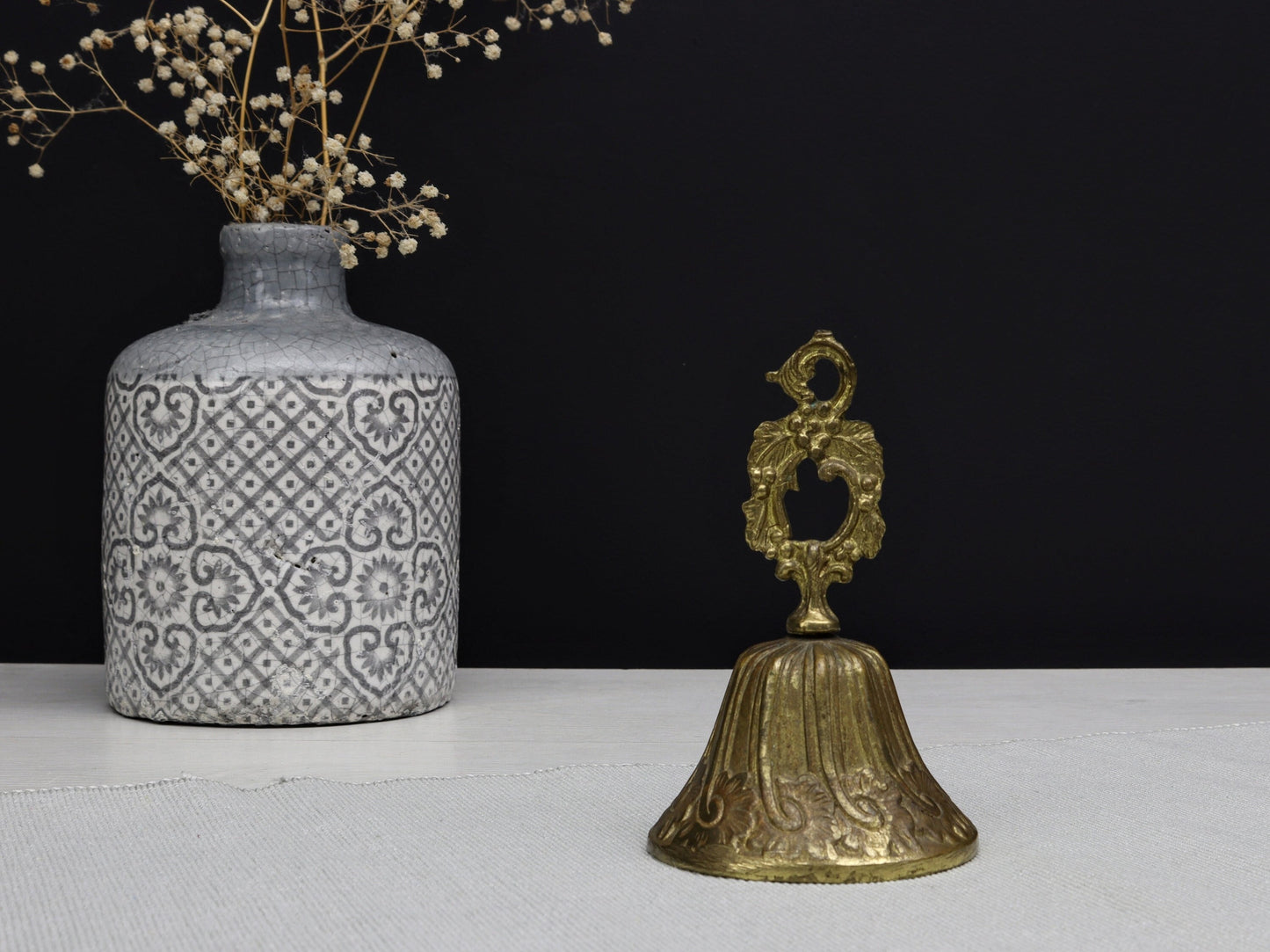 Bronze Hand Bell-Dinner Bell | Table Bell-Desk Ornament | Vintage Home Decor