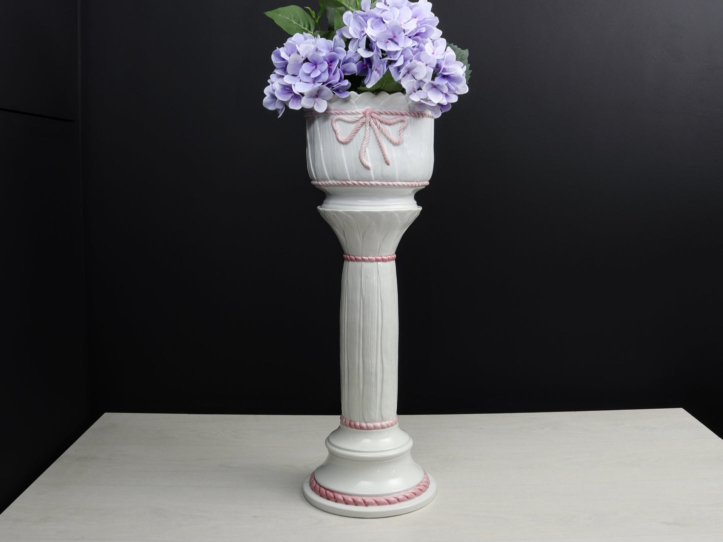 Pedestal Plant Stand with Ceramic Plant Pot | Tall Indoor Plant Stand-Vintage Home Decor