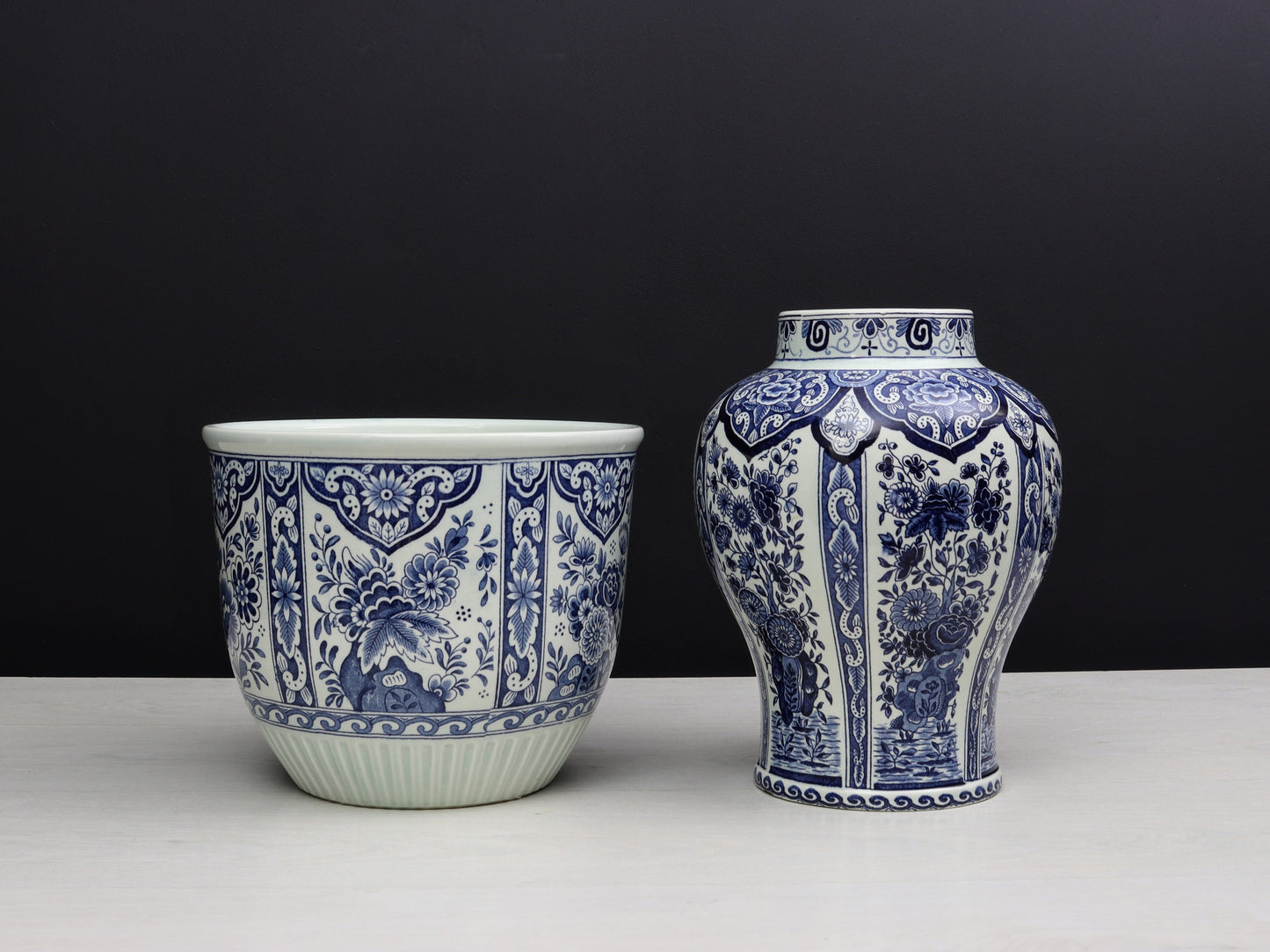 Delft Blue and White Vase & Plant Holder | Delftware Decorative Vase-Planter | Vintage Home Decor
