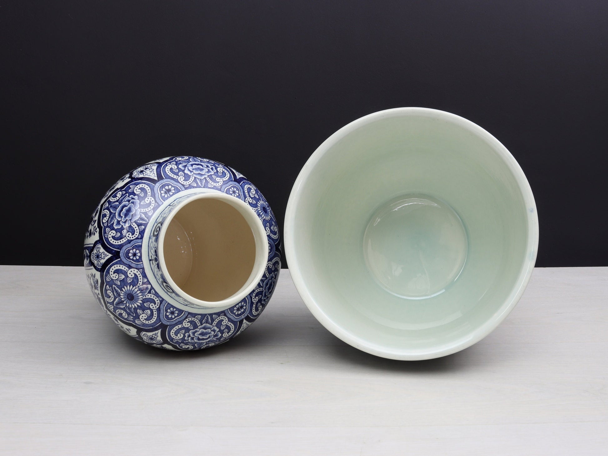Delft Blue and White Vase & Plant Holder | Delftware Decorative Vase-Planter | Vintage Home Decor