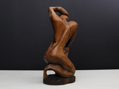 Wooden Art Sculpture-Wood Carving | Thinking Man Statue-Wooden Statue